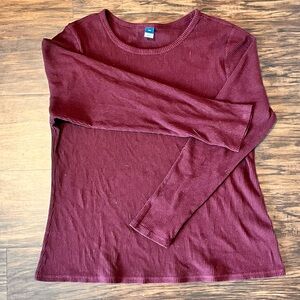 Old Navy Maroon Ribbed Long Sleeve Top